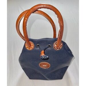 Equipe 2 Women's Blue Leather Drawstring Bucket Bag